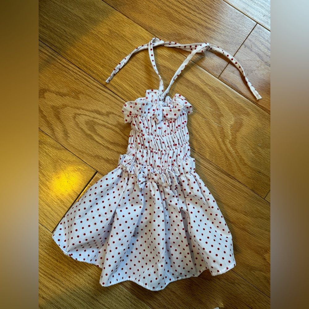 Dog Dress - White with Red Polka Dots